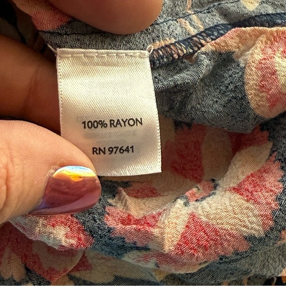 J Jill Floral Shift Dress Size 16 Navy Blue Orange Colorful Flower Cottagecore - Picture 9 of 10